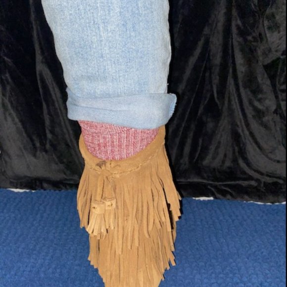 Tan Suede Fringe Boots - Picture 4 of 6